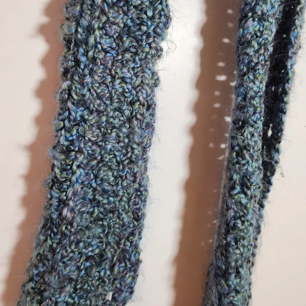 Blue Green Crochet Scarf